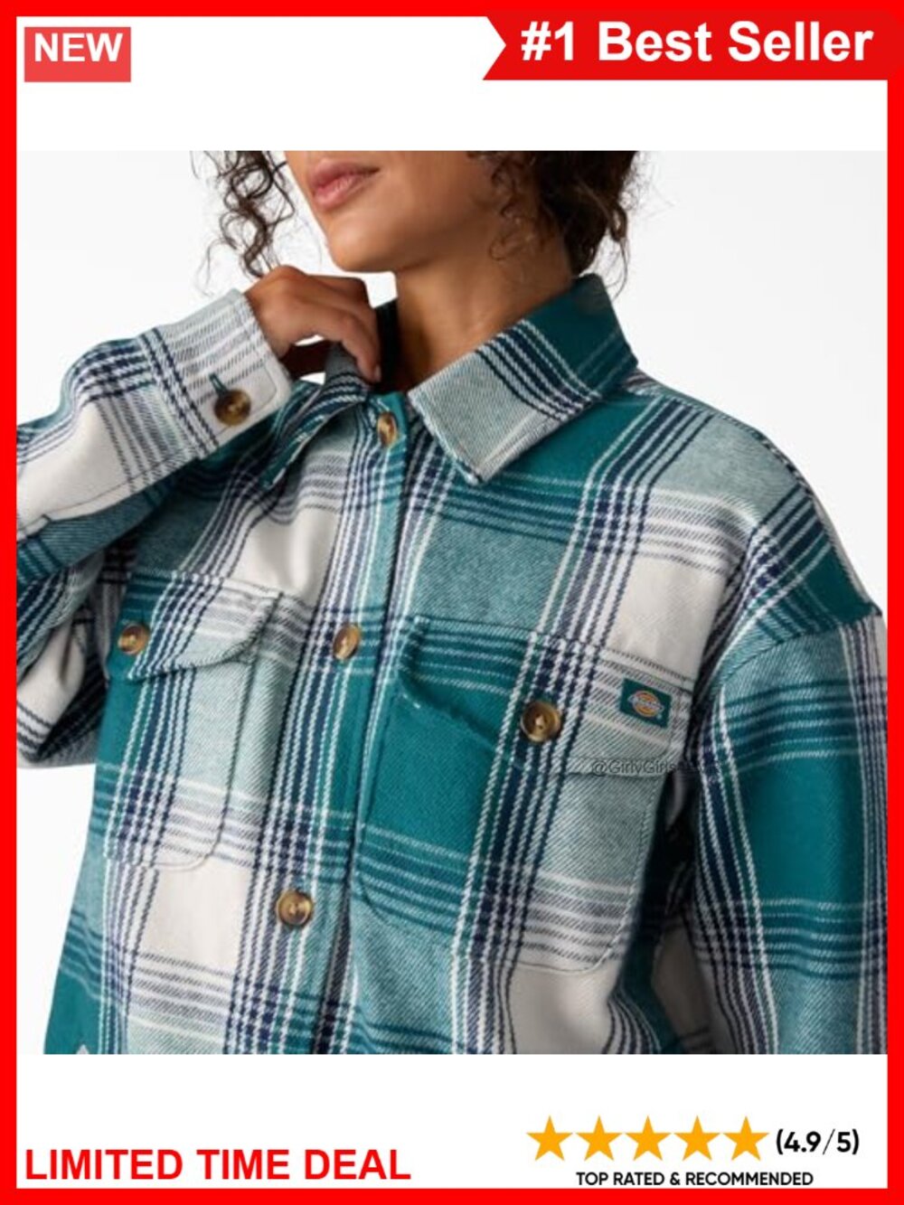 Flannel Shirt Jacket Oversized Fit Button Front Chest Pockets Work Utility - Picture 3 of 4